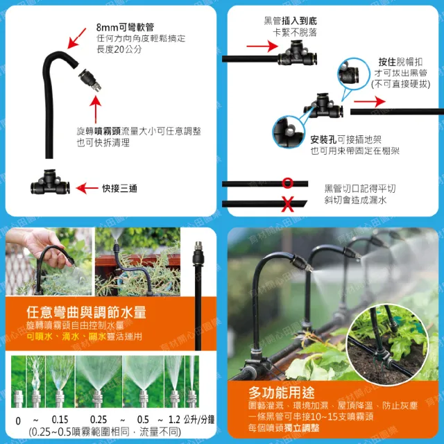 【田園樂】育材 60W加壓馬達自動噴霧套組(含WiFi澆水定時器連動馬達型/電池)(噴頭10支)
