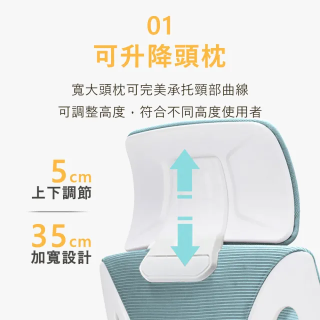 【C-FLY】流風回雪高背人體工學網椅｜升降頭枕｜護腰支撐｜透氣坐墊（辦公椅/電腦椅/主管椅）
