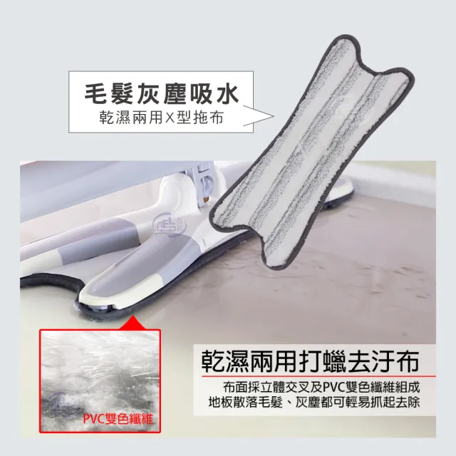 【百鈴】易秒擰免沾手X型加大平板拖把-乾濕兩用X型拖布-6片(需搭配易秒擰免沾手X型加大平板拖把)
