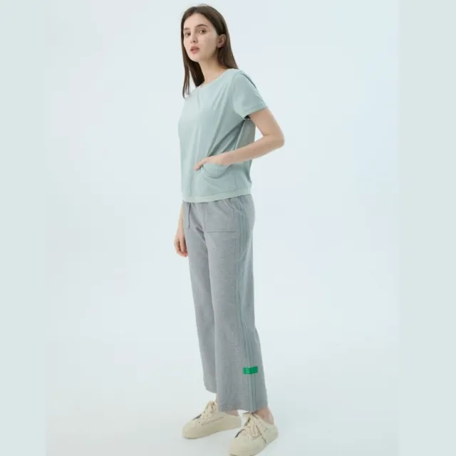 【Qiruo 奇若名品】棉質 寬鬆緊 灰色休閒褲2523C