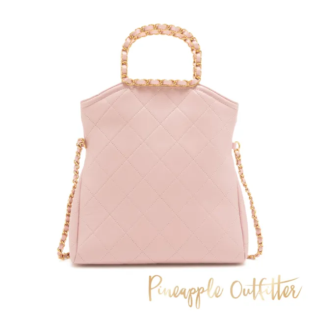 【Pineapple Outfitter】菱格壓紋金屬感斜肩包(粉色)