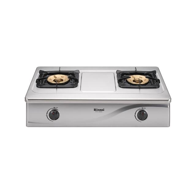 林內牌 RTS-203SC 雙口瓦斯爐,採用堅固不鏽鋼爐臺與傳統外擴火焰頭,提供均勻高效熱傳導。壓電式點火設計,操作簡單安全,適用於(液化)桶裝瓦斯,瓦斯消耗量9~10kW,能源效率達第三級。機體尺寸702×208×445 mm,臺灣製造,BSMI許可字號R41095,保固1年,標準安裝,適閤家庭廚房使用,提升烹飪效率。 Rinnai林內牌 RTS-203SC