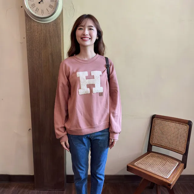 【Hana Mokuba】花木馬日系女裝絨毛印花圓領大學T