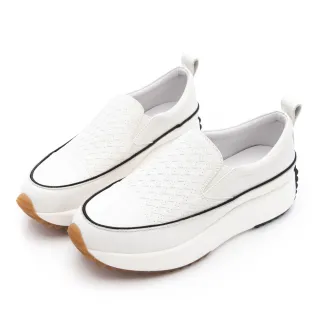 【GDC】Arus織紋鞋面真皮厚底休閒鞋-白(526274-11)