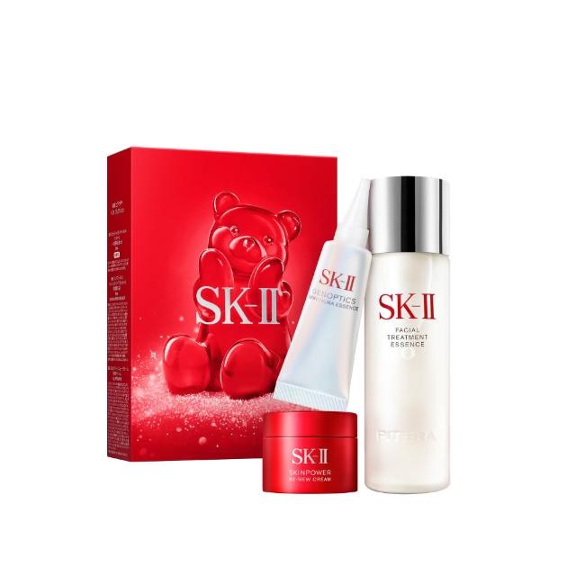 【SK-II】官方直營 PITERA新客組入門晶透奇肌套裝(青春露75ml+新小燈泡精華10ml+肌源活膚霜15g/小熊限量版)