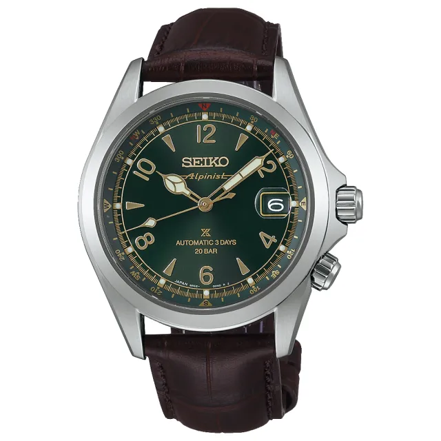 【SEIKO 精工】Prospex Alpinist運動復古風格機械錶-綠x咖啡/39.5mm 送禮(SPB507J1/6R55-00P0G)618 禮物