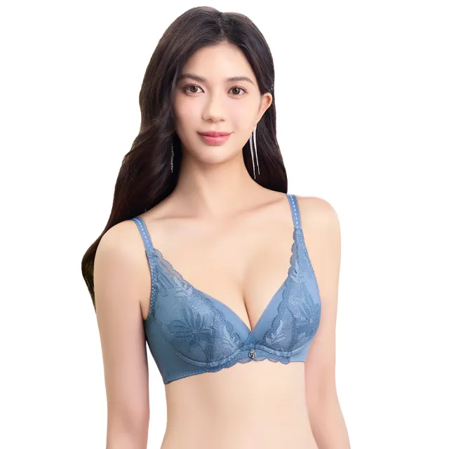 【Swear 思薇爾】撩波巴黎之春系列B-E罩涼感蕾絲集中包覆女內衣(鈷藍色)
