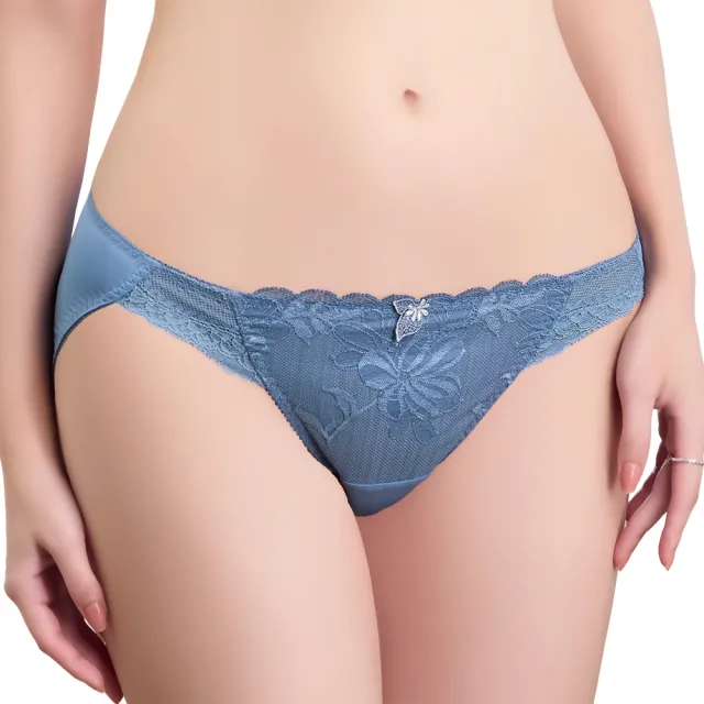 【Swear 思薇爾】撩波巴黎之春系列M-XL涼感蕾絲低腰三角女內褲(鈷藍色)