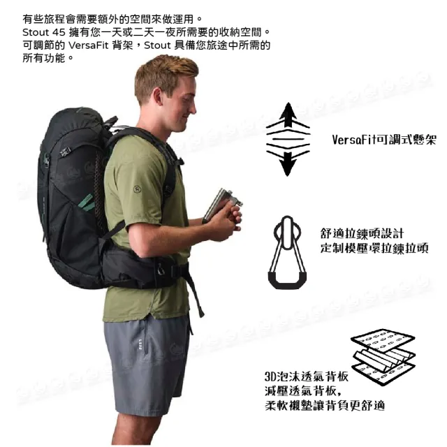 【Gregory】35L STOUT登山背包《森林黑》149374/雙肩背包/後背包/輕便休閒包
