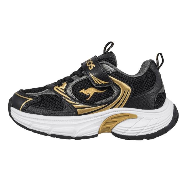 【KangaROOS】超輕量慢跑鞋 童鞋 中大童 運動鞋 魔鬼氈 RUNSKY 黑 KK52100