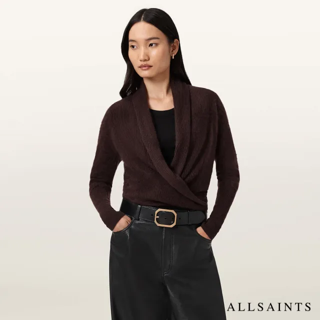 【ALLSAINTS】REBEL 喀什米爾羊毛罩衫外套-酒紅 W091KD(舒適版型)