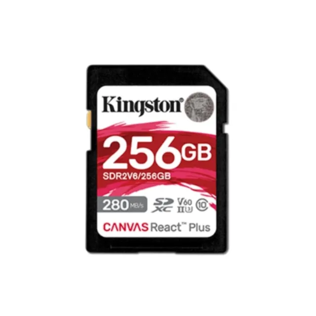 【Kingston 金士頓】Canvas React Plus V60 SD 256GB/280MB/s 記憶卡(SDR2V6/256GB)