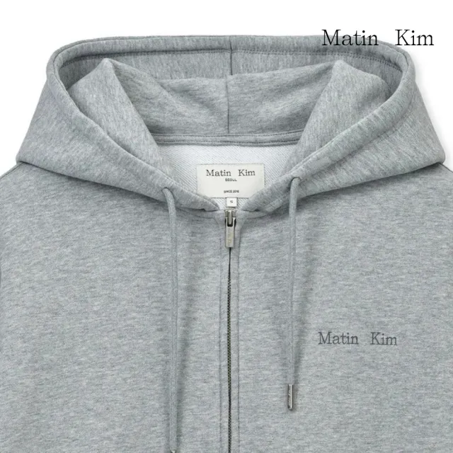 【MATIN KIM】官方旗艦 中性款LOGO印花連帽拉鍊外套(多款任選)