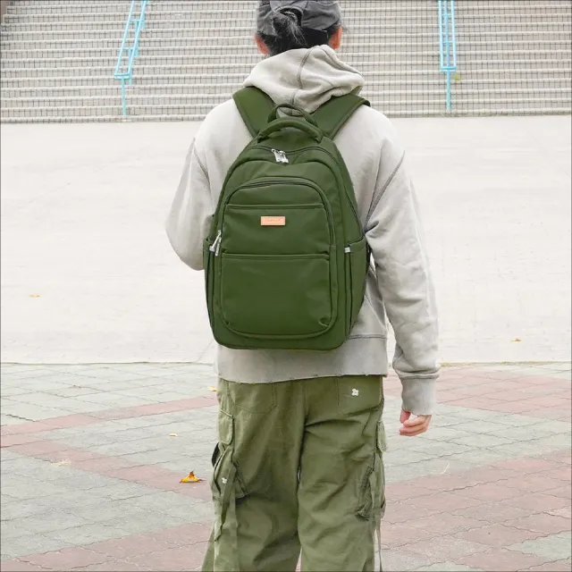 【Omnia】雙11 旅途必備大容量防RFID筆電後背包6111(海軍綠)