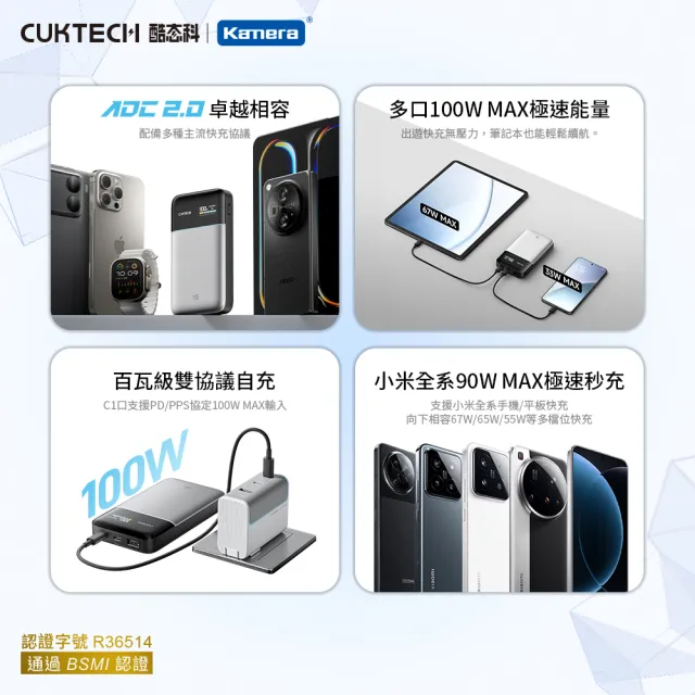 【CUKTECH 酷態科】15號AIR 15000mAh 100W 2C1A 行動電源 PB150S 大陸3C認證+BSMI認證