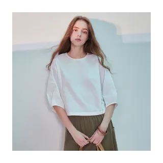 【Le Polka】素色圓領拋袖上衣-女