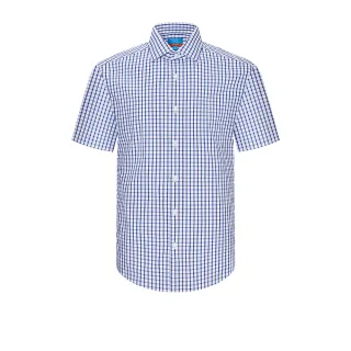 【G2000】男襯衫 時尚免熨防皺彈性格紋短袖上班襯衫-藍寶石色(5113112274)    面試 職場 穿搭