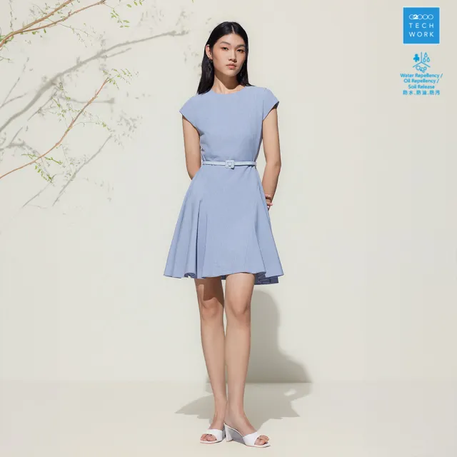 【G2000】女款 防潑水防油防汙處理圓領洋裝-天藍色(5123104674)
