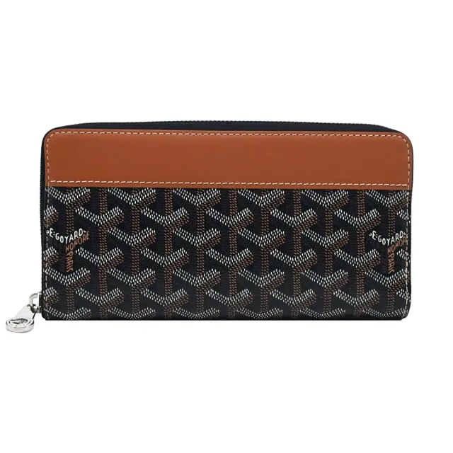 【GOYARD 高雅德】經典拼接塗料帆布ㄇ字拉鍊長夾-黑棕