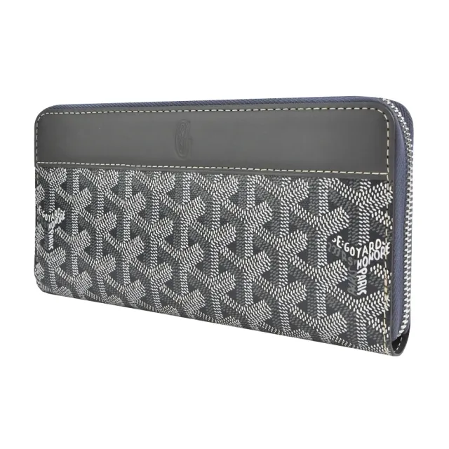 【GOYARD 高雅德】經典拼接塗料帆布ㄇ字拉鍊長夾-灰