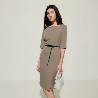 【G2000】女款 多面彈性方領洋裝-羽毛棕(5123107565)