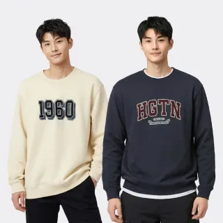 【Hang Ten】男裝-經典LOGO貼布繡大學T(多色選)