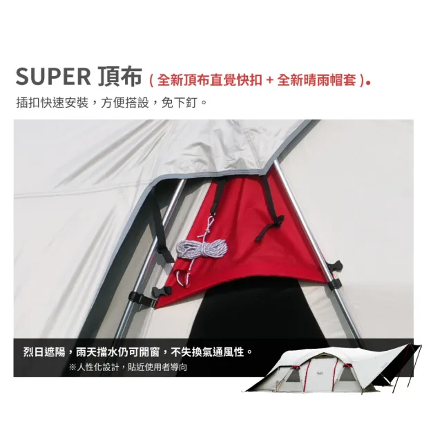 【NUIT 努特】大犛牛 白色 Pro升級款 黑膠鋁合金 天窗別墅帳蓬 隧道帳篷 一房一廳努特帳(NTG79W)