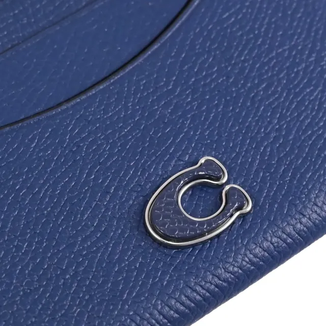 【COACH】經典C LOGO荔枝紋皮革隨身名片卡夾(深藍)