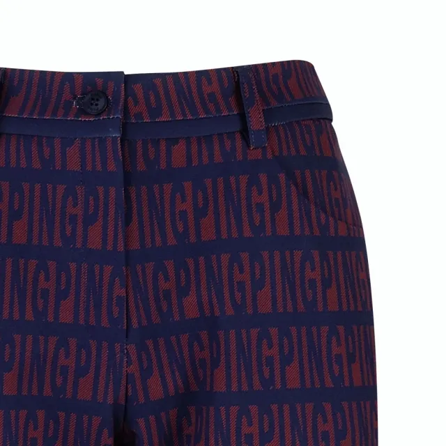 【PING】女款PING字高彈力休閒喇叭褲-深藍(吸濕排汗/抗UV/GOLF/高爾夫球褲/RE25210-58)