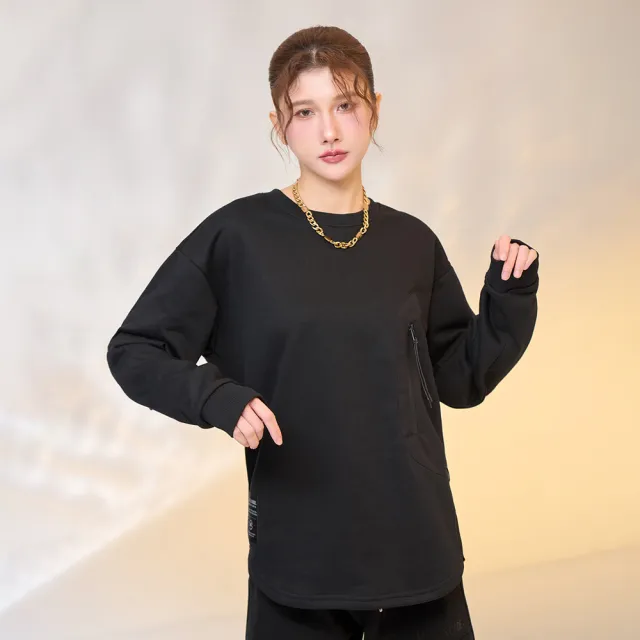 【MAJOR MADE】工裝拼布下擺圓弧大學T(長袖上衣/休閒T恤/素色T-Shirt)