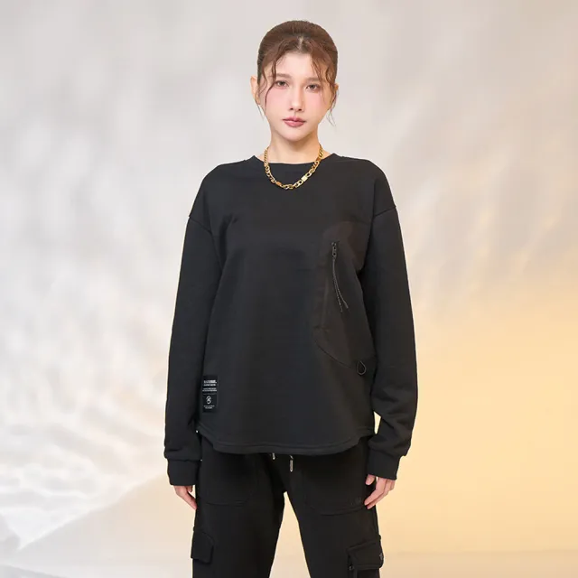 【MAJOR MADE】工裝拼布下擺圓弧大學T(長袖上衣/休閒T恤/素色T-Shirt)