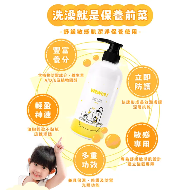 【wewee!】全身洗香香 舒敏洗髮沐浴二合一(300ml-嬰兒盆浴、幼童淋浴 一瓶搞定)