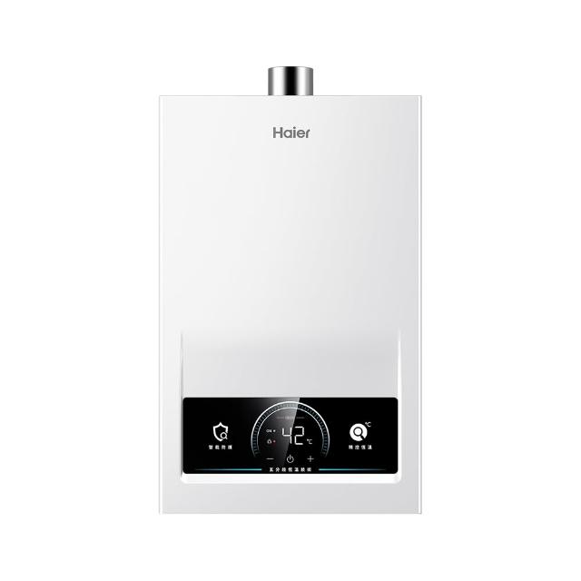 Haier 海爾 JSQ37-18DC3 瓦斯熱水器，採用 FE 強制排氣式設計，提供 18L 熱水輸出，數位恆溫控制確保穩定水溫，電子連續放電點火安全便捷。能源效率第二級，尺寸 540x340x175mm，適閤家庭使用，110V 電壓，1 年保固，BSMI 許可 T3C628，高效節能的家用熱水解決方案。