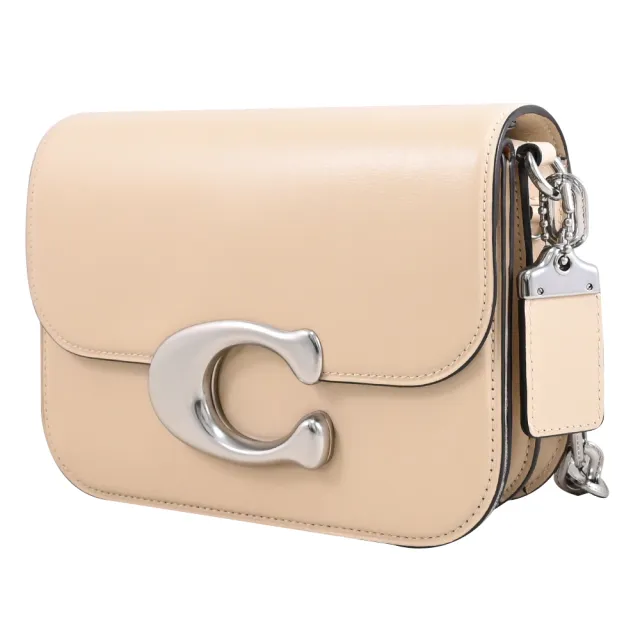 【COACH】IDOL 簡約經典C LOGO翻蓋粗鏈帶兩用包(淺褐)