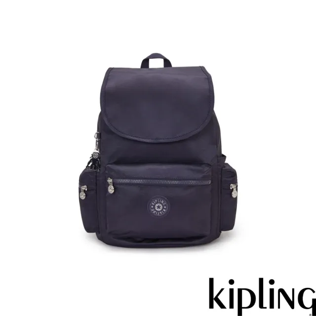 【KIPLING】沉穩藍多袋收納實用後背包-EZRA