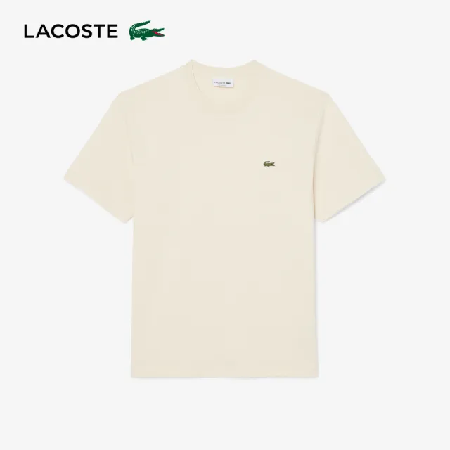 【LACOSTE】男裝-經典版型logo棉質短袖T恤(米白色)