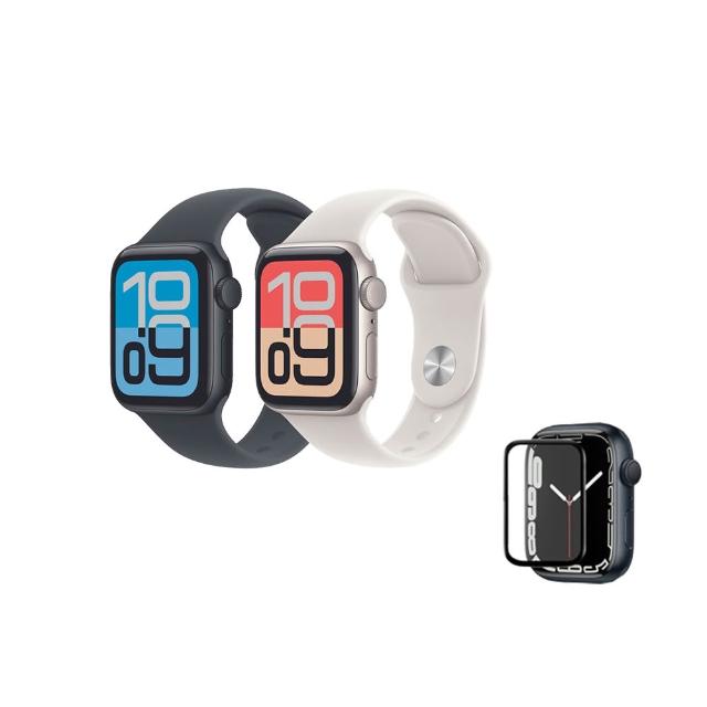 鋼化保貼組【Apple】Apple Watch SE3 GPS 44mm(鋁金屬錶殼搭配運動型錶帶)
