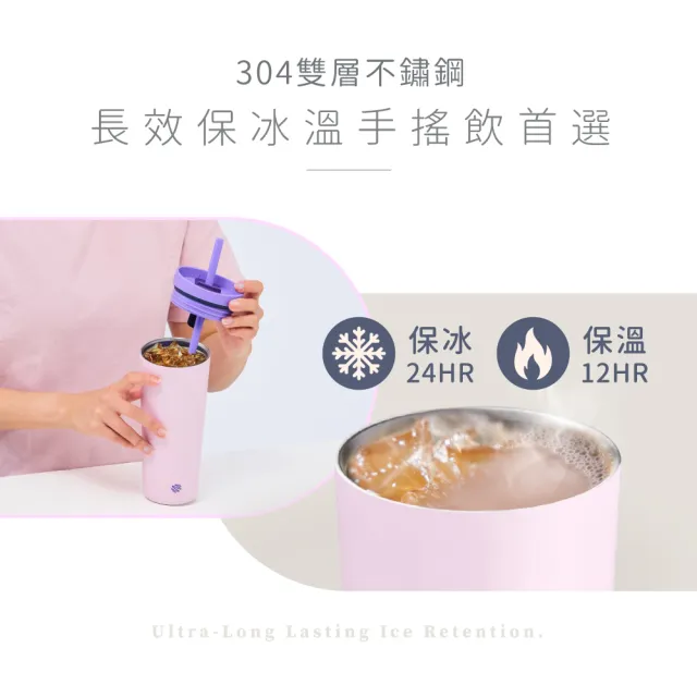 【Blender Bottle】兩入組_Tumbler 二合一雙飲口不鏽鋼吸管杯24oz 710m(冰霸杯/環保杯/隨行杯/保溫杯)