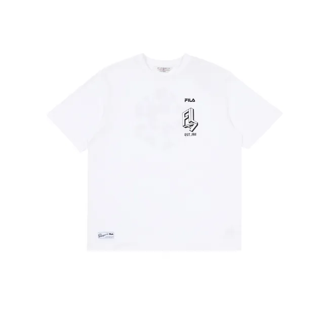 【FILA】中性短袖圓領T恤-白色 1TEA-1452-WT