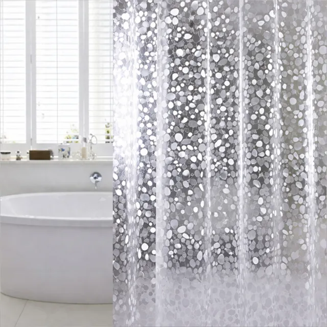 【bebehome】加厚3D鵝卵石紋防水浴簾 200x200cm