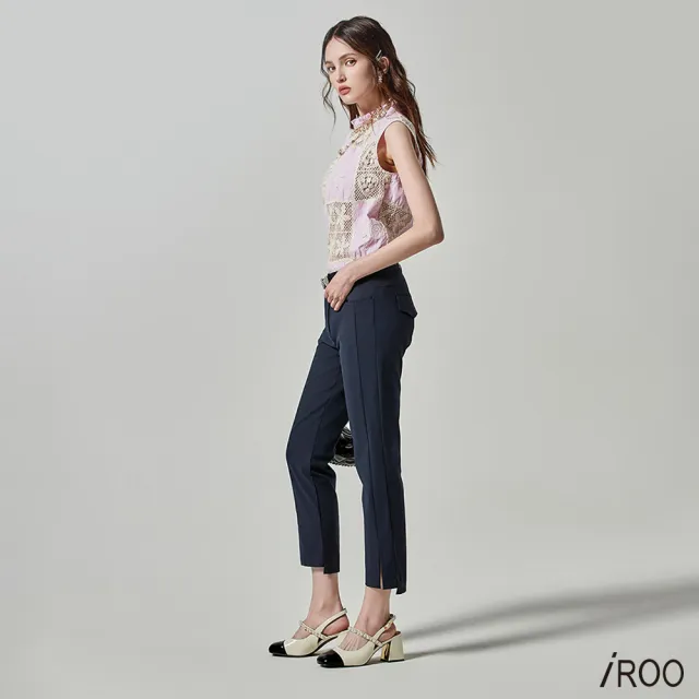 【iROO】褲口開岔八分褲