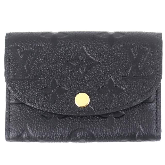 【Louis Vuitton 路易威登】Empreinte 真皮LV壓紋按扣卡片零錢包(黑色/M81455)