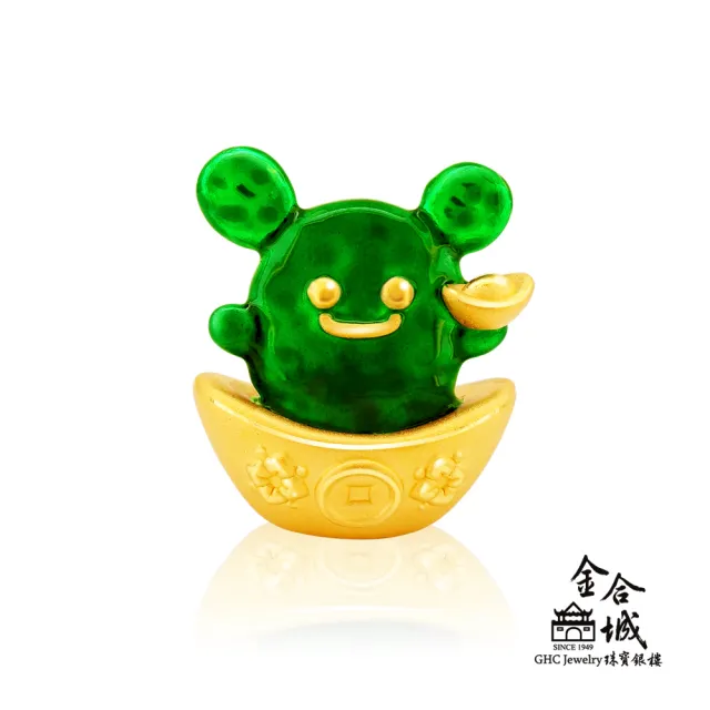 【金合城】多肉精靈黃金擺件-圓扁仙人掌 MNA003(金重約0.70錢)