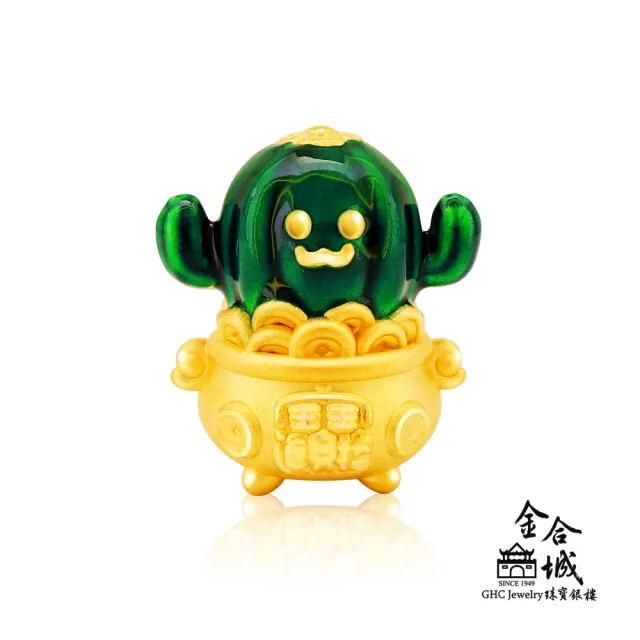 【金合城】多肉精靈黃金擺件-仙人掌柱 MNA005(金重約0.65錢)
