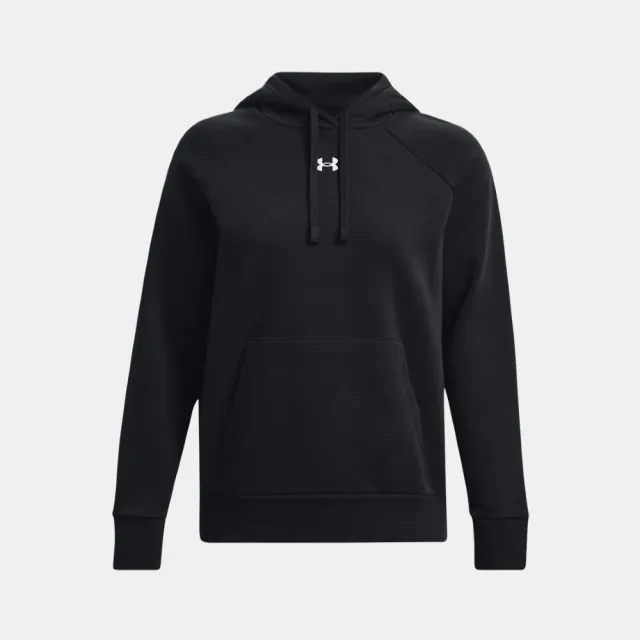 【UNDER ARMOUR】UA 女 Rival Fleece 長袖帽T_1379500-001(黑色)