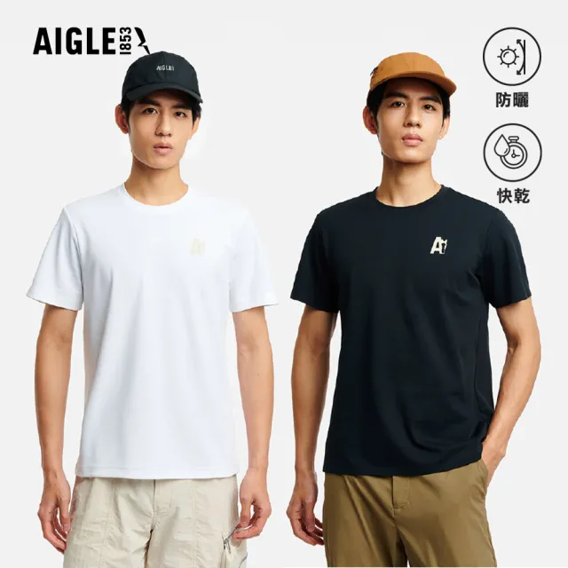 【AIGLE】男 抗UV快乾短袖T恤｜AG-6P133(馬年限定款 抗UV 防曬 男 上衣 男 T恤 吸濕快乾)