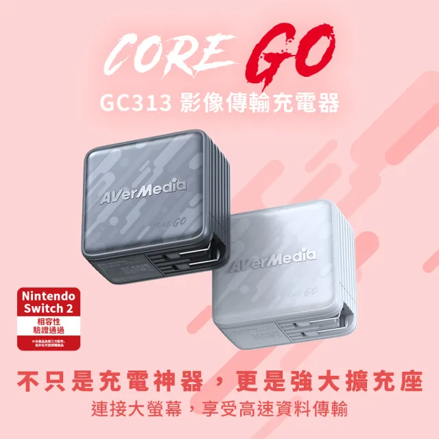 【AVerMedia 圓剛】CORE GO GC313 影像傳輸充電器(白/黑)