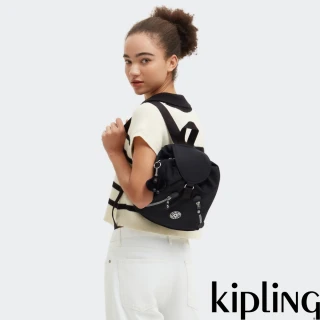 【KIPLING】質感極致黑雙拉鍊實用後背包-NEW FUNDAMENTAL S
