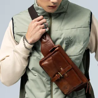 【BLUE WAY】男裝 鬼洗牛皮 單肩 斜背包 - 鬼洗