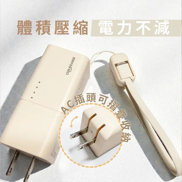 【勁輪】掛繩自帶線固態行動電源 5000mAh (CP-07)｜18.5W  隨附兩種快充線